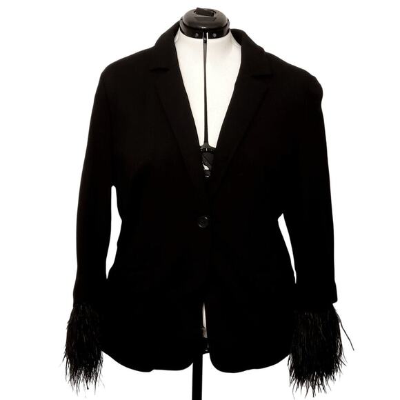 Chico's Jackets & Blazers - Chico's Feather Knit Black Jacket, Size 3 (16/18)